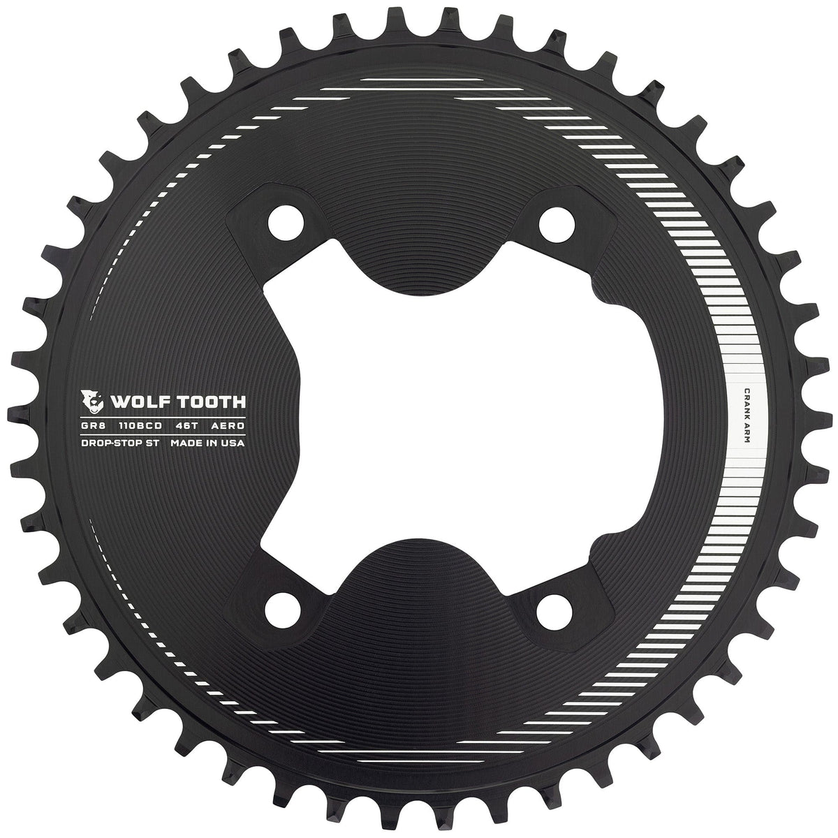 Aero 110 BCD Asymmetric 4-Bolt Chainrings for Shimano GRX 800 Cranks Drop-Stop ST 46T