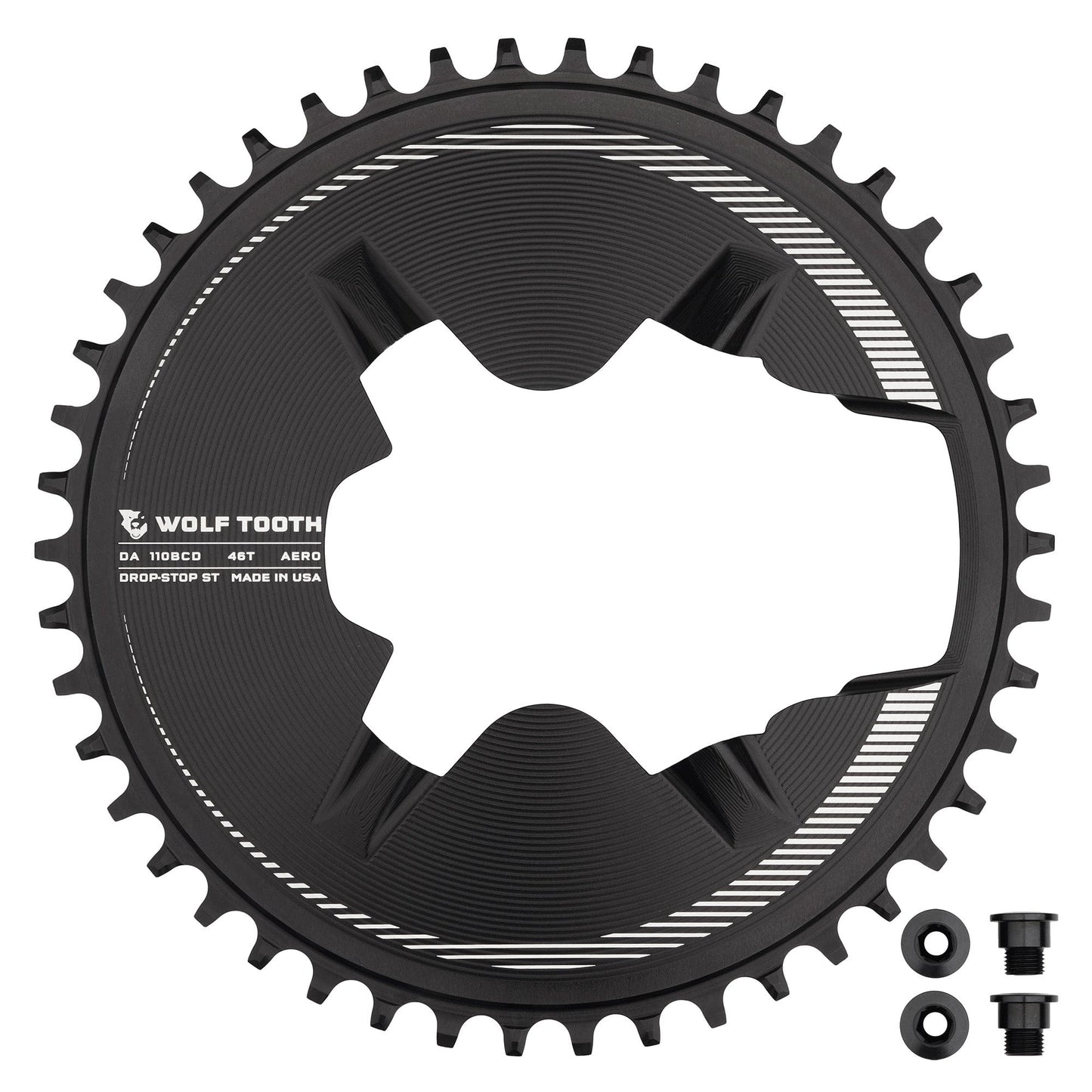 Aero Direct Mount Chainrings for Shimano Dura-Ace R9200 Cranks Black 46T Drop-Stop ST