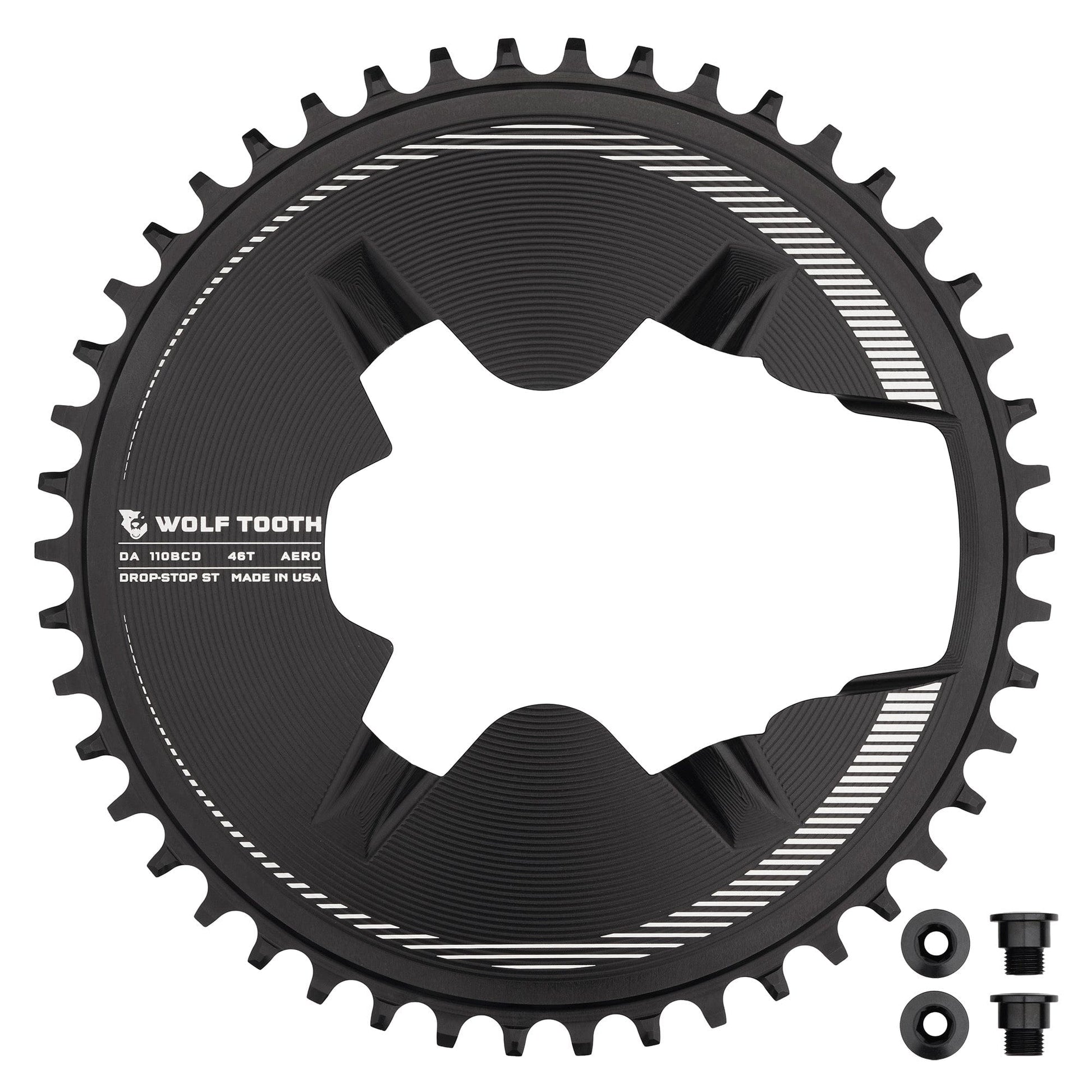 Aero Direct Mount Chainrings for Shimano Dura-Ace R9200 Cranks Black 46T Drop-Stop ST