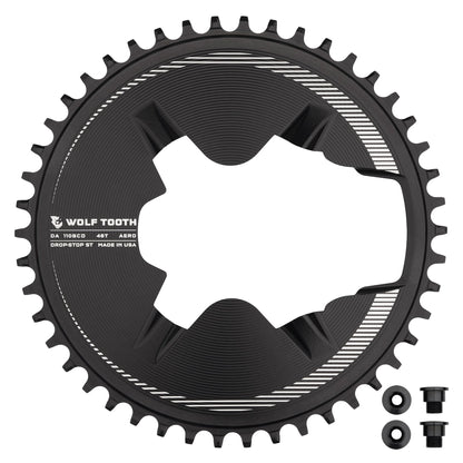 Aero Direct Mount Chainrings for Shimano Dura-Ace R9200 Cranks Black 46T Drop-Stop ST
