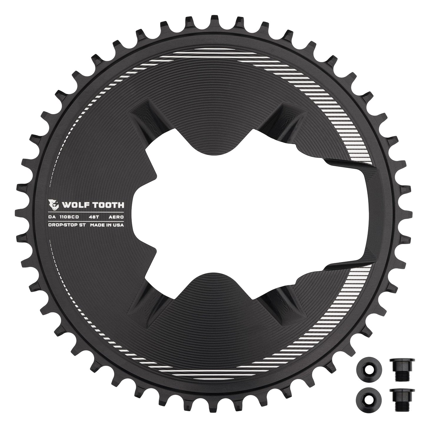 Aero Direct Mount Chainrings for Shimano Dura-Ace R9200 Cranks Black 48T Drop-Stop ST