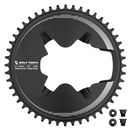 Aero Direct Mount Chainrings for Shimano Dura-Ace R9200 Cranks Black 48T Drop-Stop ST