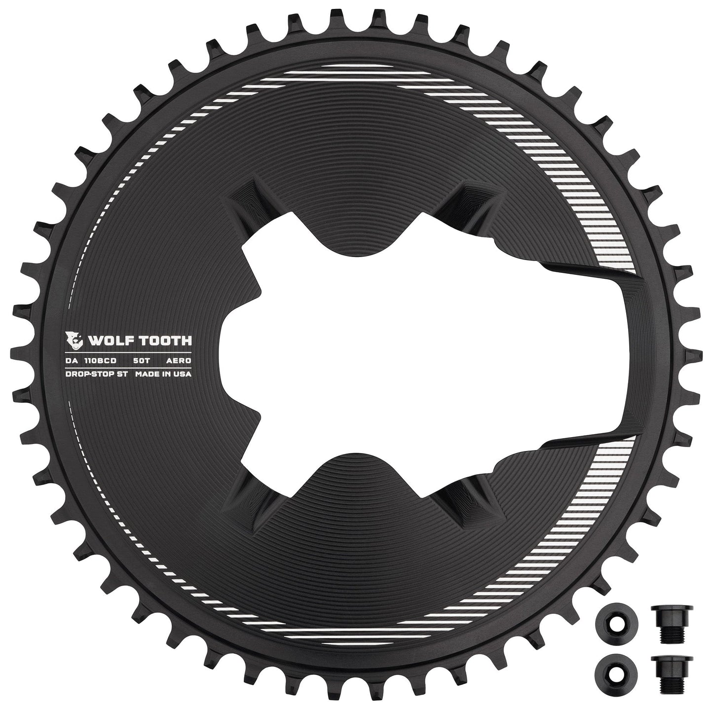Aero Direct Mount Chainrings for Shimano Dura-Ace R9200 Cranks Black 50T Drop-Stop ST