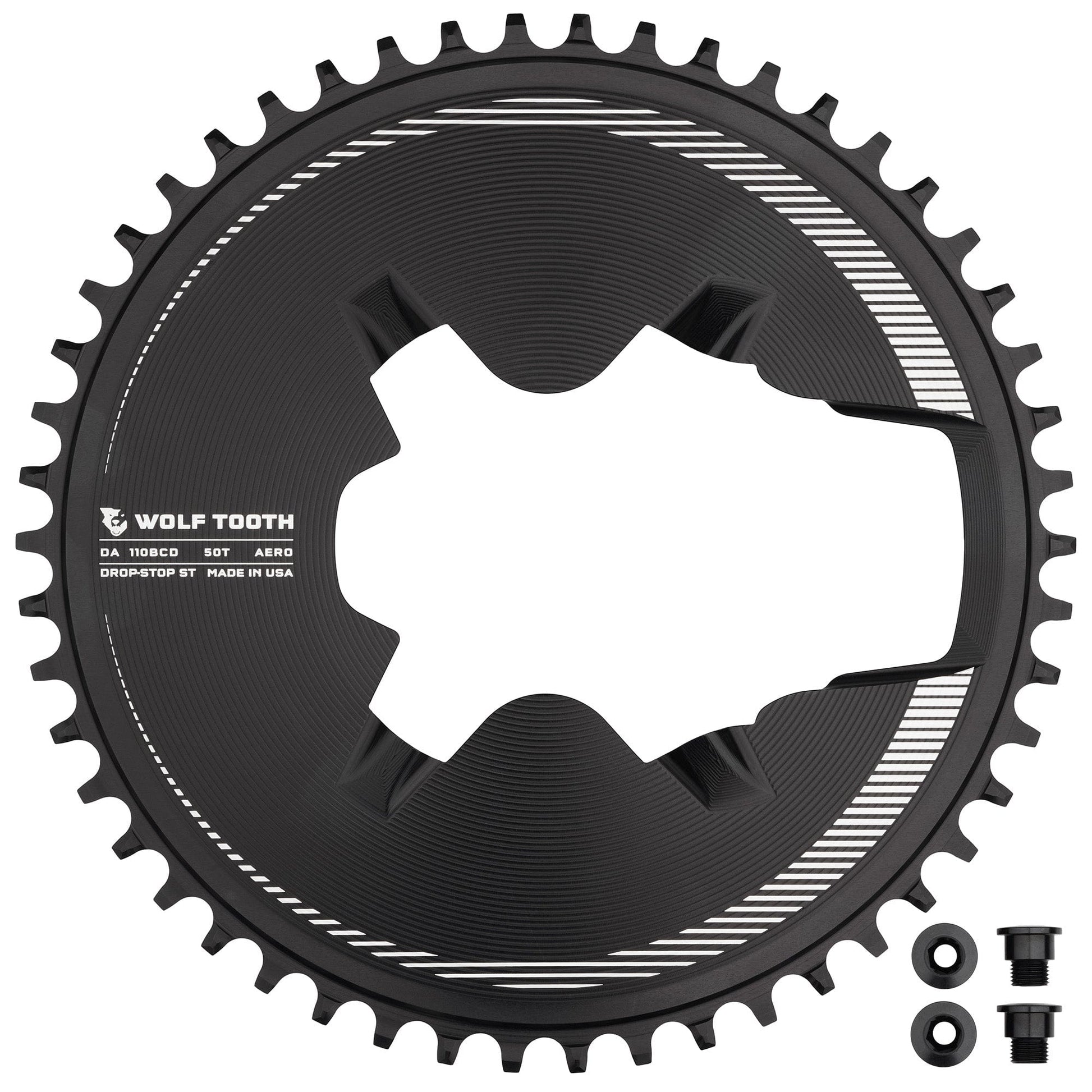 Aero Direct Mount Chainrings for Shimano Dura-Ace R9200 Cranks Black 50T Drop-Stop ST