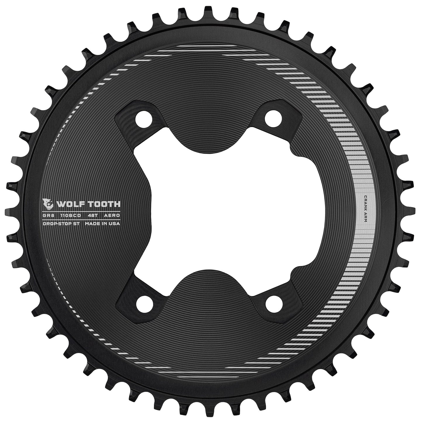 Aero 110 BCD Asymmetric 4-Bolt Chainrings for Shimano GRX 800 Cranks Drop-Stop ST 48T