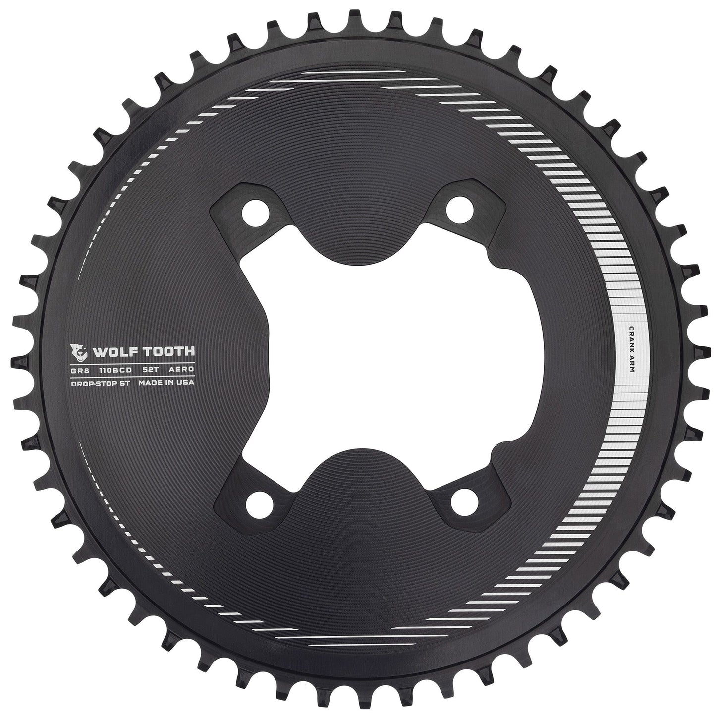 Aero 110 BCD Asymmetric 4-Bolt Chainrings for Shimano GRX 800 Cranks Drop-Stop ST 52T