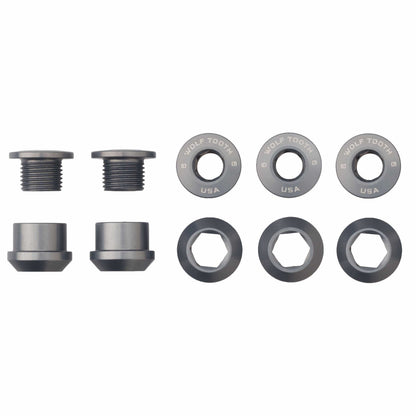 Set of 5 Chainring Bolts+Nuts for 1X Aluminum Grey