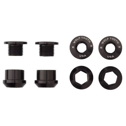 Set of 4 Chainring Bolts+Nuts for 1X Aluminum Black