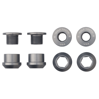 Set of 4 Chainring Bolts+Nuts for 1X Aluminum Grey