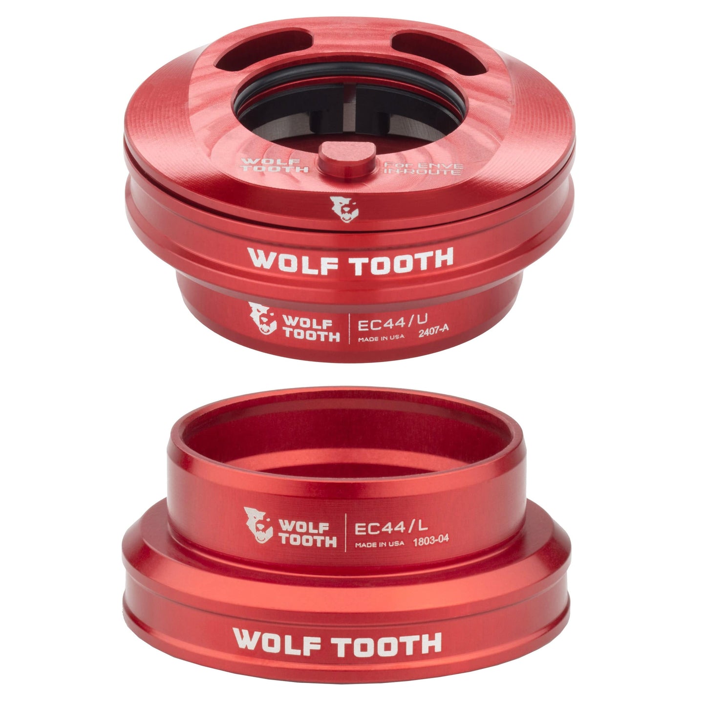 Wolf Tooth Premium EC44 Internal Aero Headset for ENVE IN-Route System EC44 Upper & Lower Set Red