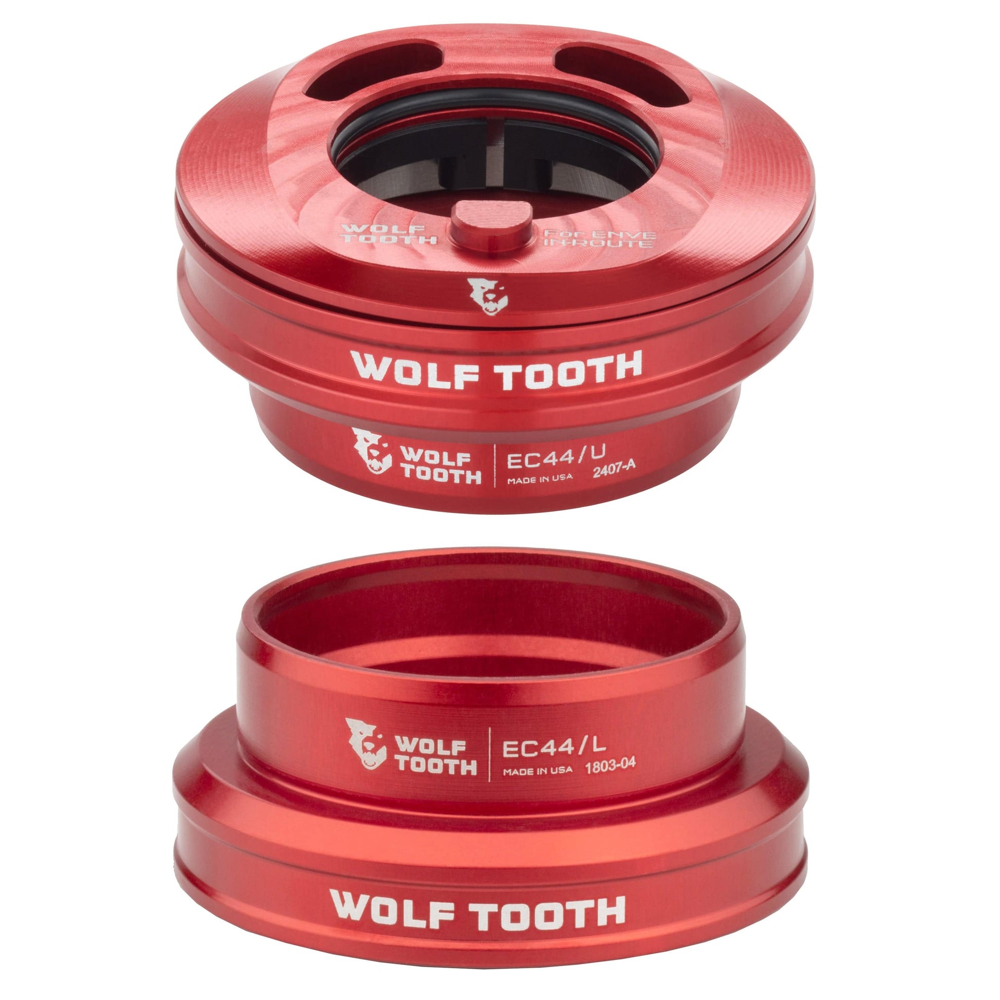 Wolf Tooth Premium EC44 Internal Aero Headset for ENVE IN-Route System EC44 Upper & Lower Set Red