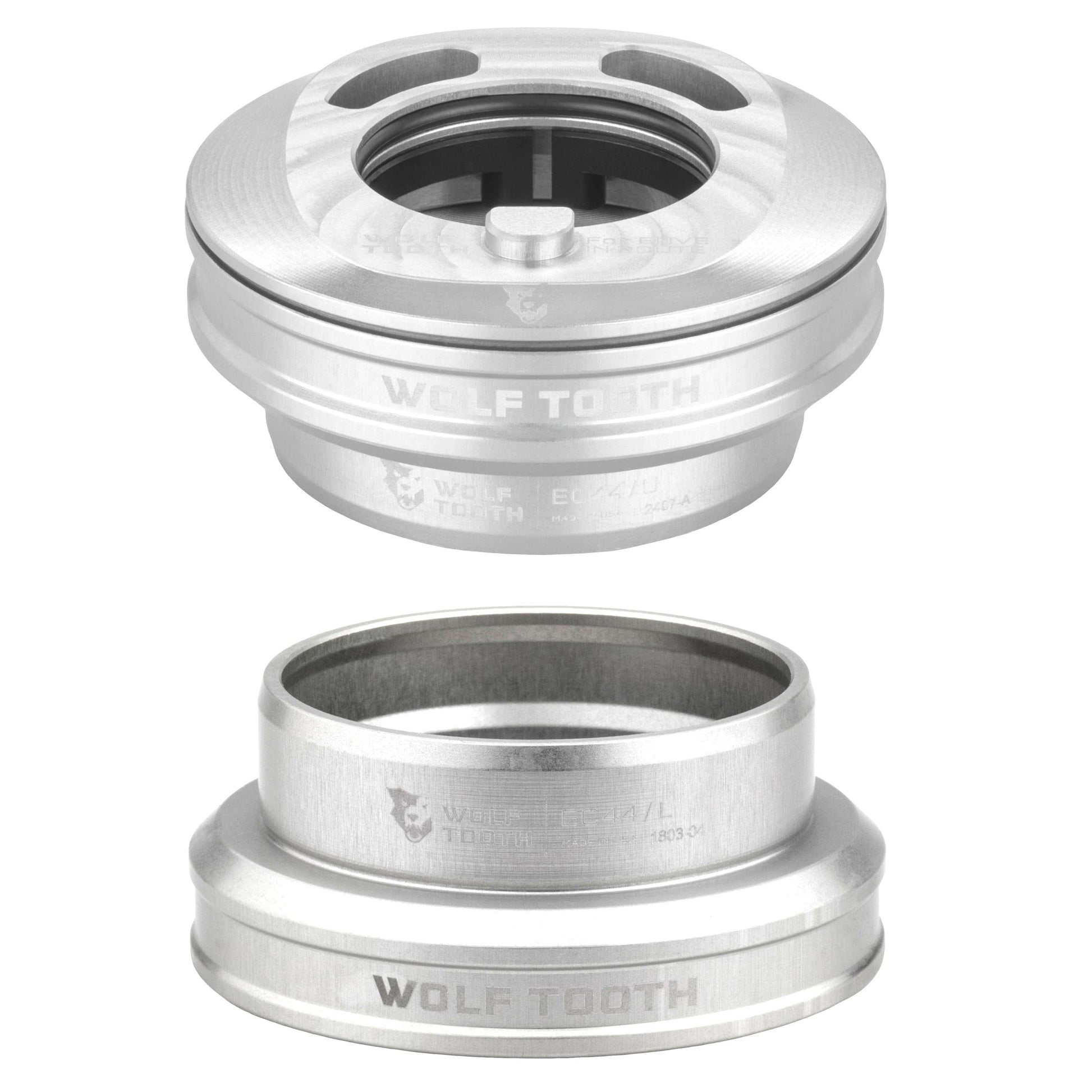 Wolf Tooth Premium EC44 Internal Aero Headset for ENVE IN-Route System EC44 Upper & Lower Set Raw Silver