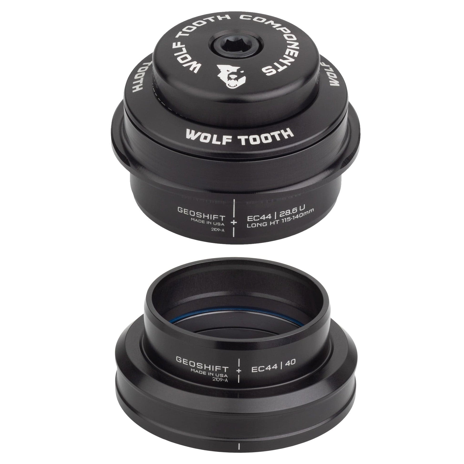 Wolf Tooth 2 Degree GeoShift Performance Angle Headset EC44 28.6 Upper, EC44 40 Lower Long 115-140 mm