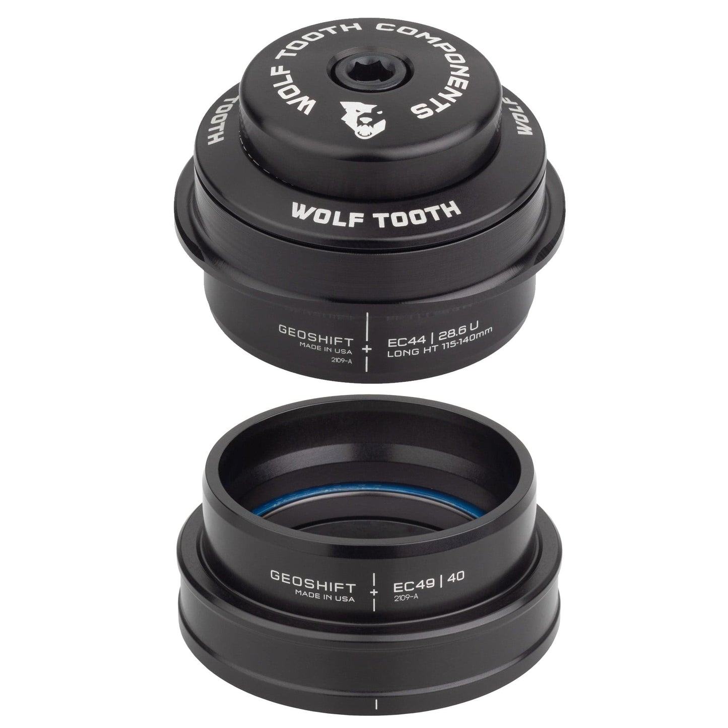 Wolf Tooth 2 Degree GeoShift Performance Angle Headset EC44 28.6 Upper, EC49 40 Lower Long 115-140 mm