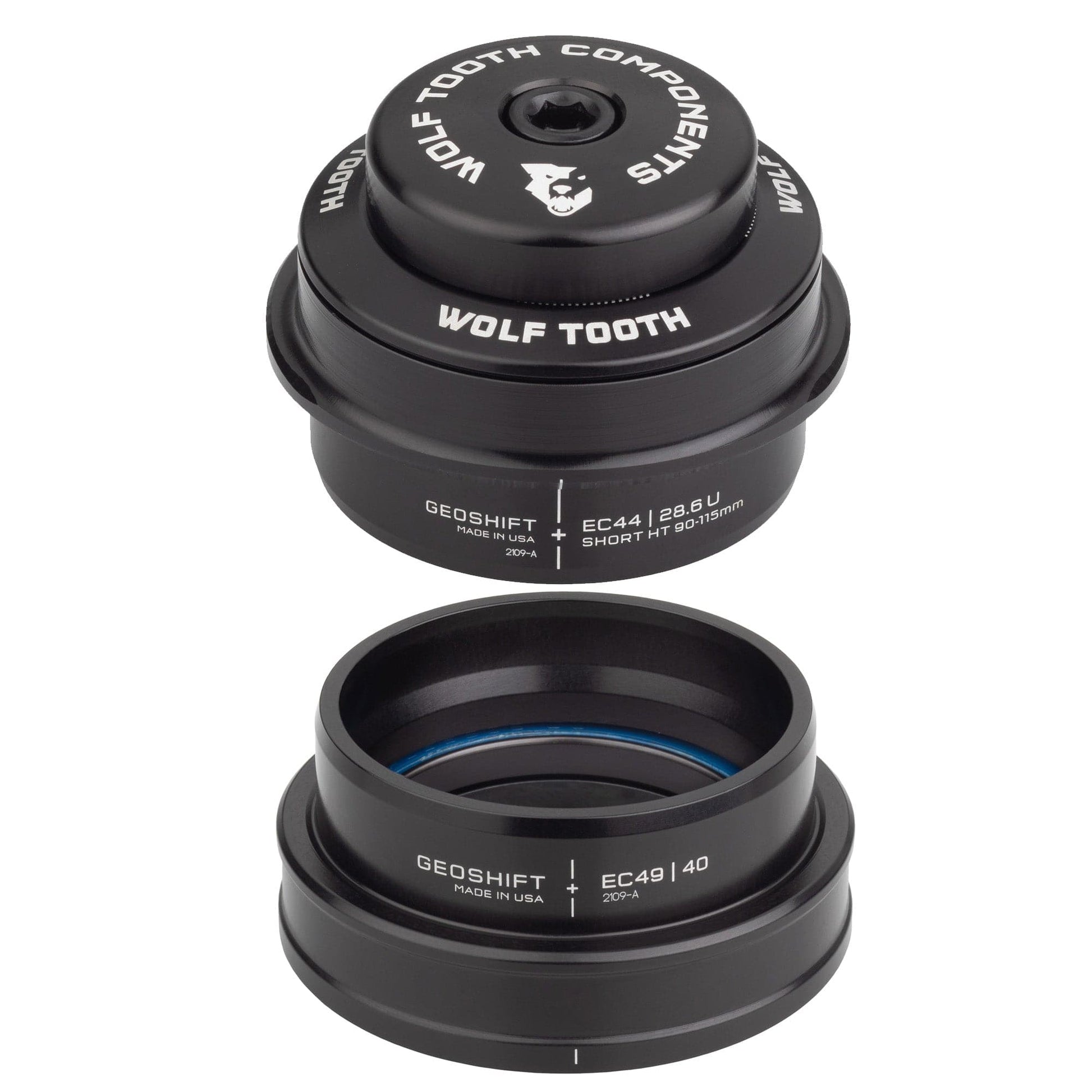 Wolf Tooth 2 Degree GeoShift Performance Angle Headset EC44 28.6 Upper, EC49 40 Lower Short 90-114 mm