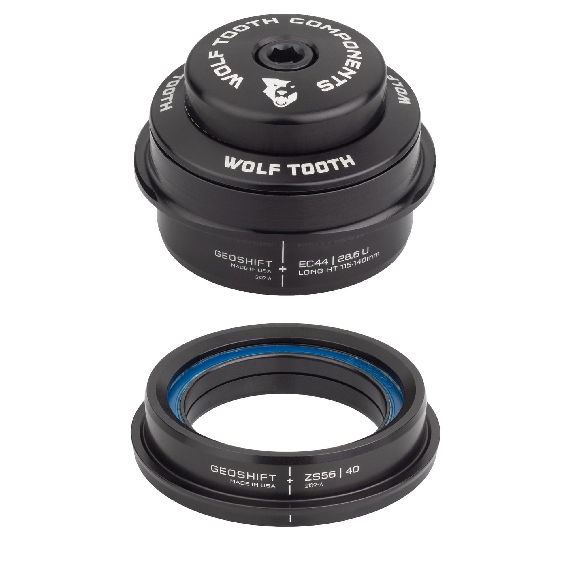 Wolf Tooth 2 Degree GeoShift Performance Angle Headset EC44 28.6 Upper, ZS56 40 Lower Short 90-114 mm