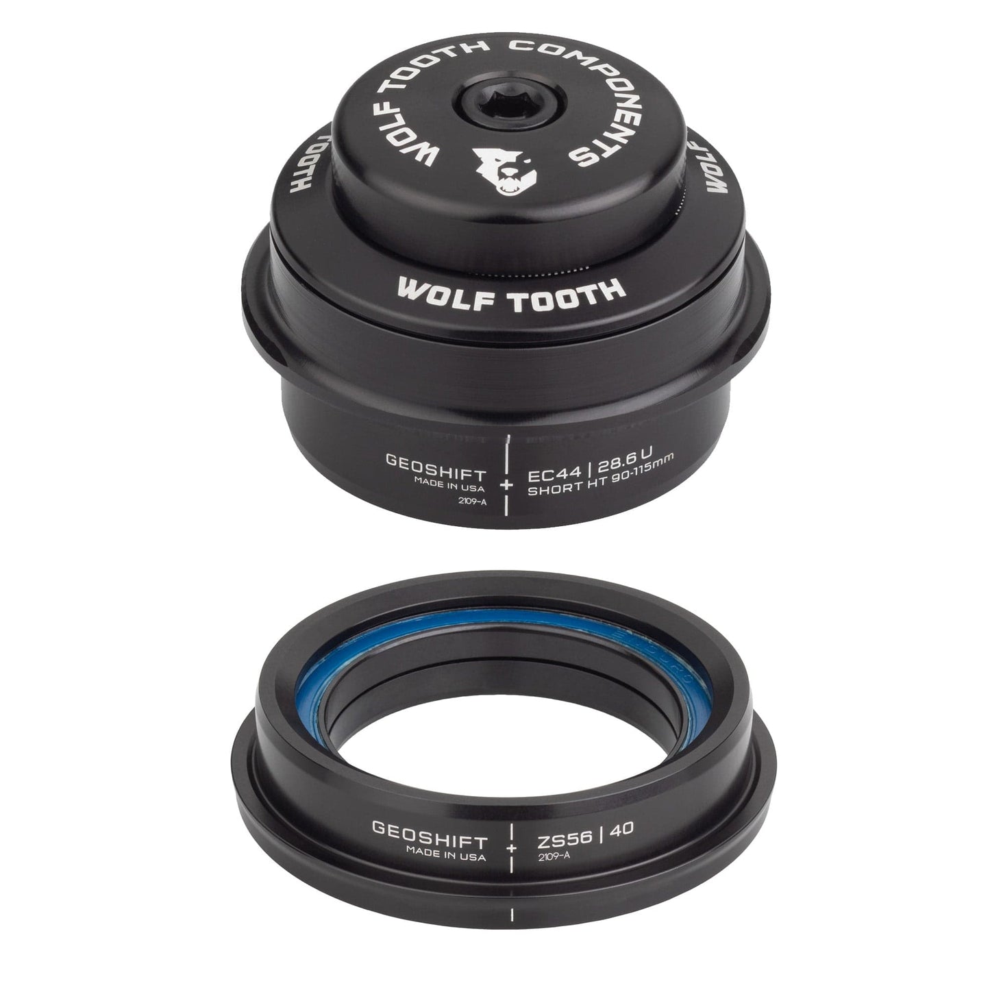 Wolf Tooth 2 Degree GeoShift Performance Angle Headset EC44 28.6 Upper, ZS56 40 Lower Long 115-140 mm