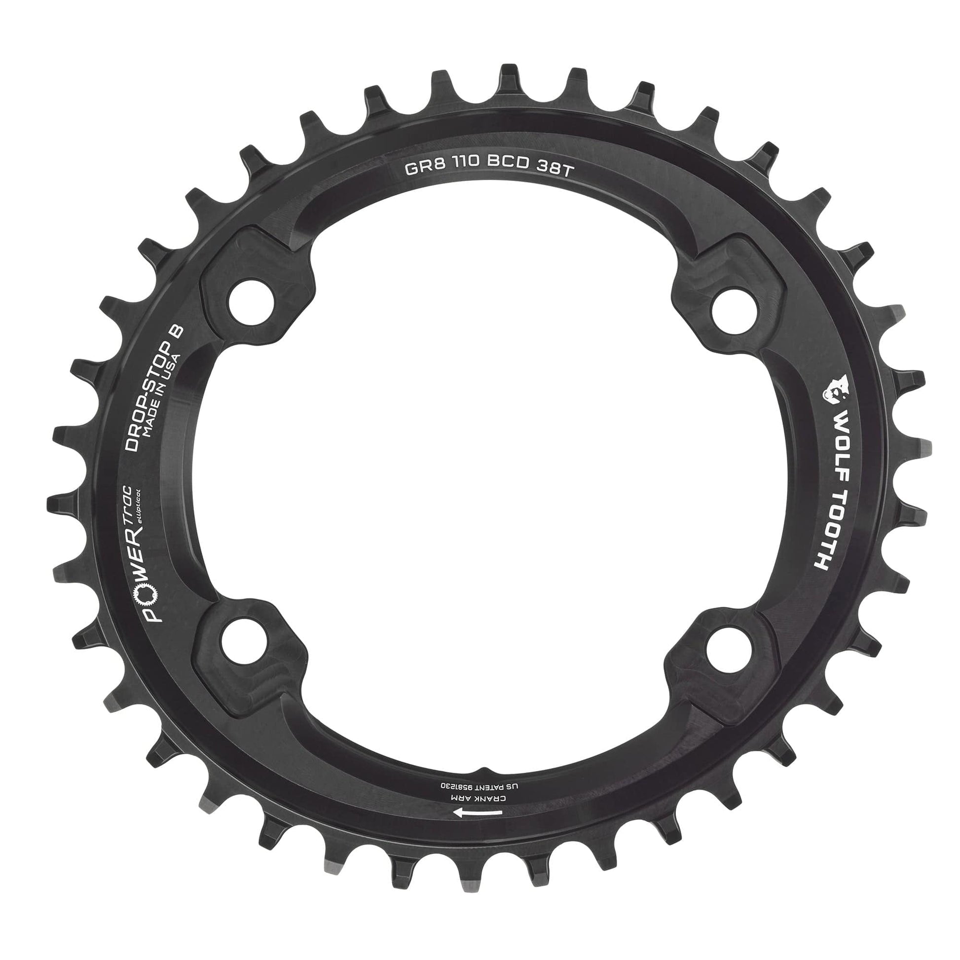 Oval 110 BCD Asymmetric 4-Bolt Chainrings for Shimano GRX Cranks Drop-Stop B 38T