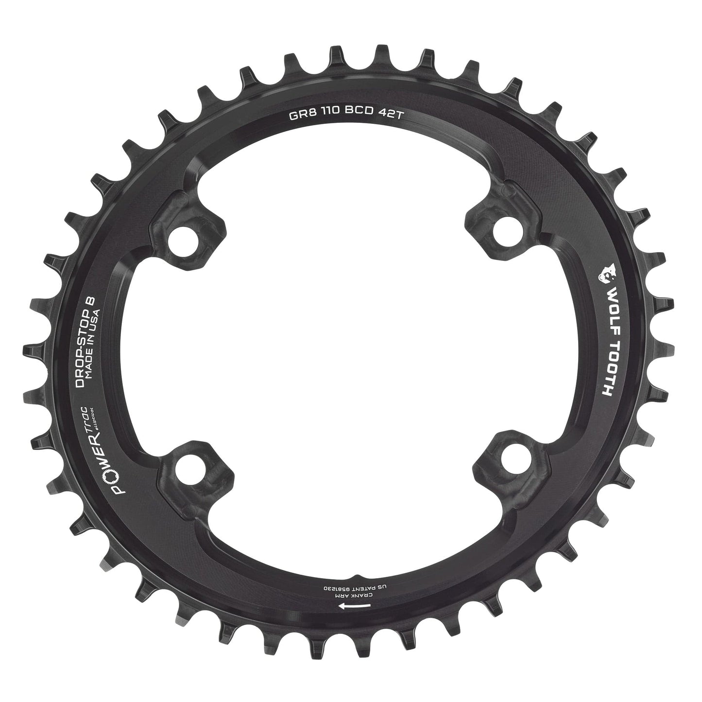 Oval 110 BCD Asymmetric 4-Bolt Chainrings for Shimano GRX Cranks Drop-Stop B 42T