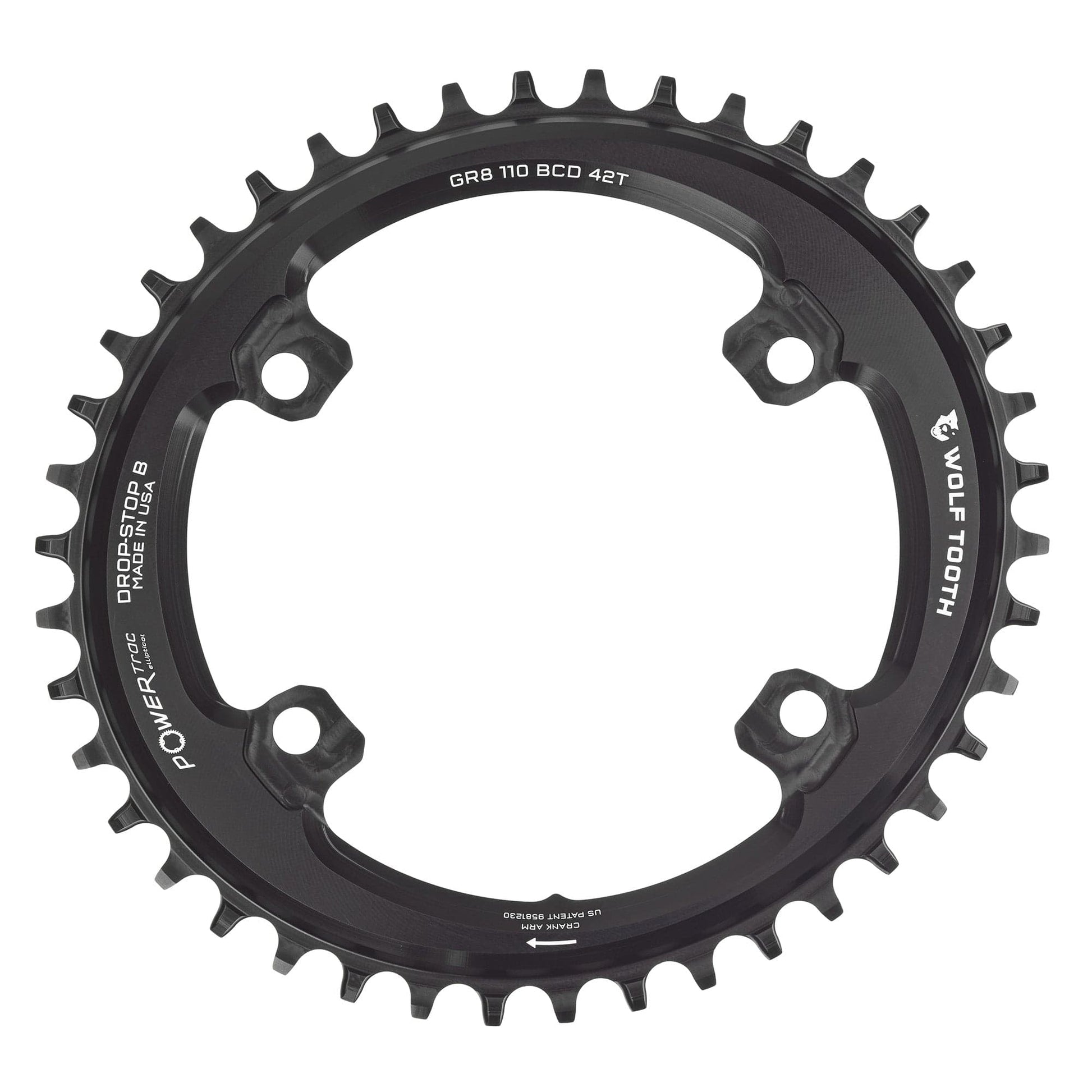 Oval 110 BCD Asymmetric 4-Bolt Chainrings for Shimano GRX Cranks Drop-Stop B 42T