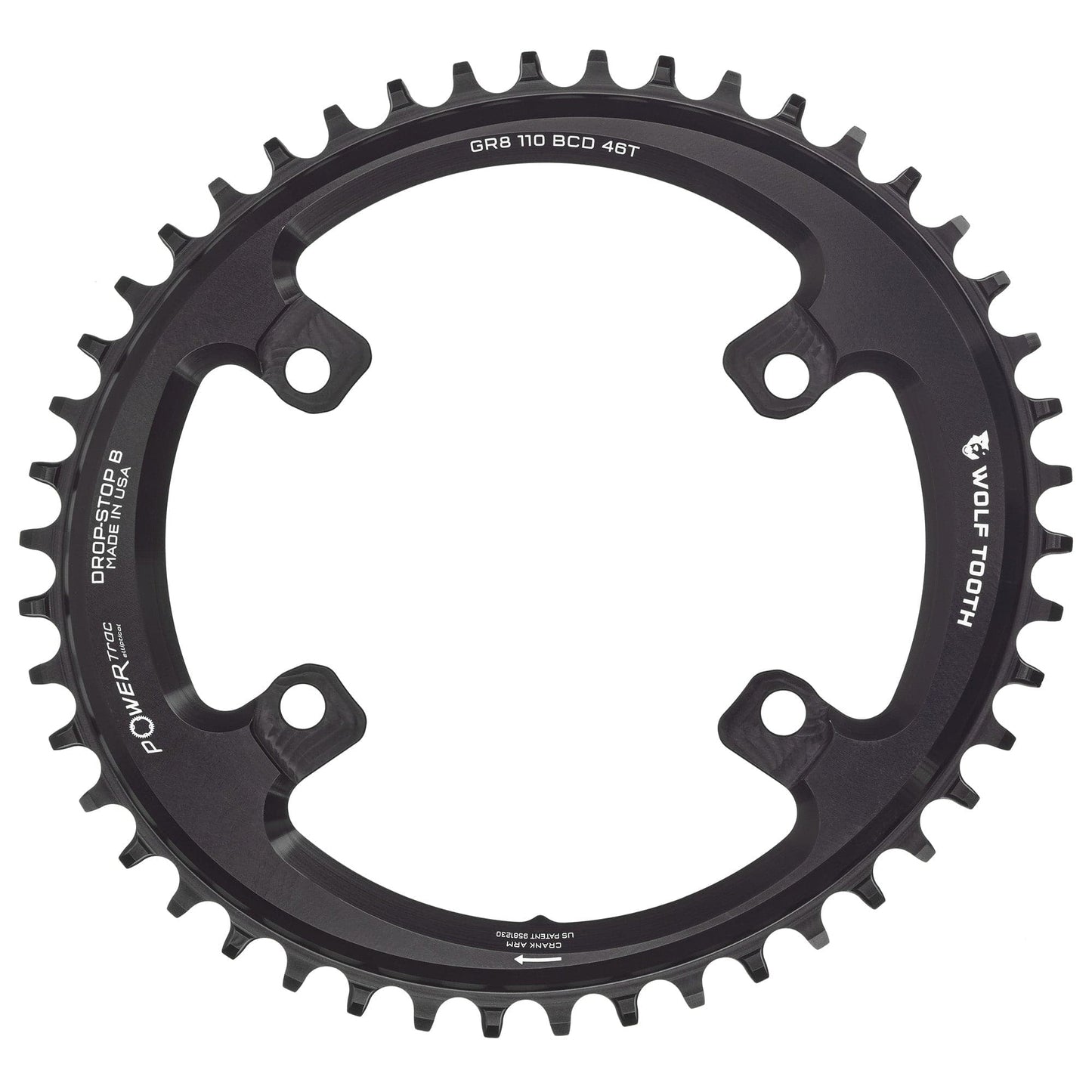 Oval 110 BCD Asymmetric 4-Bolt Chainrings for Shimano GRX Cranks Drop-Stop B 46T