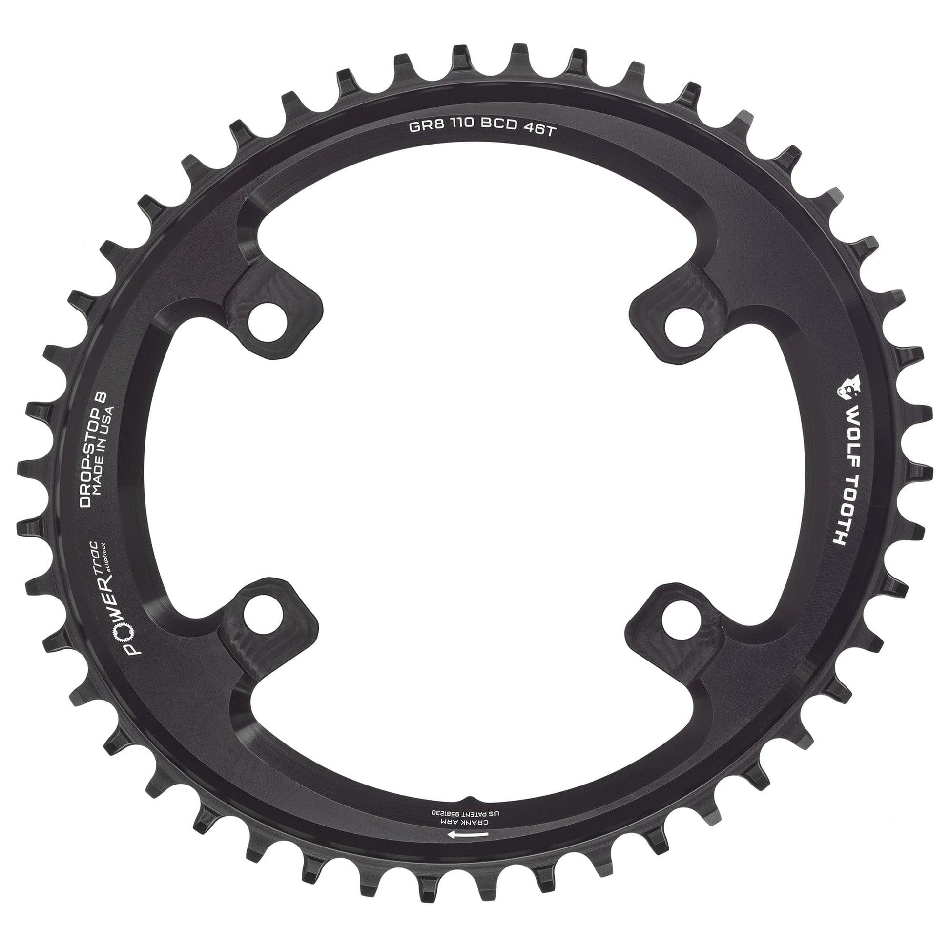 Oval 110 BCD Asymmetric 4-Bolt Chainrings for Shimano GRX Cranks Drop-Stop B 46T