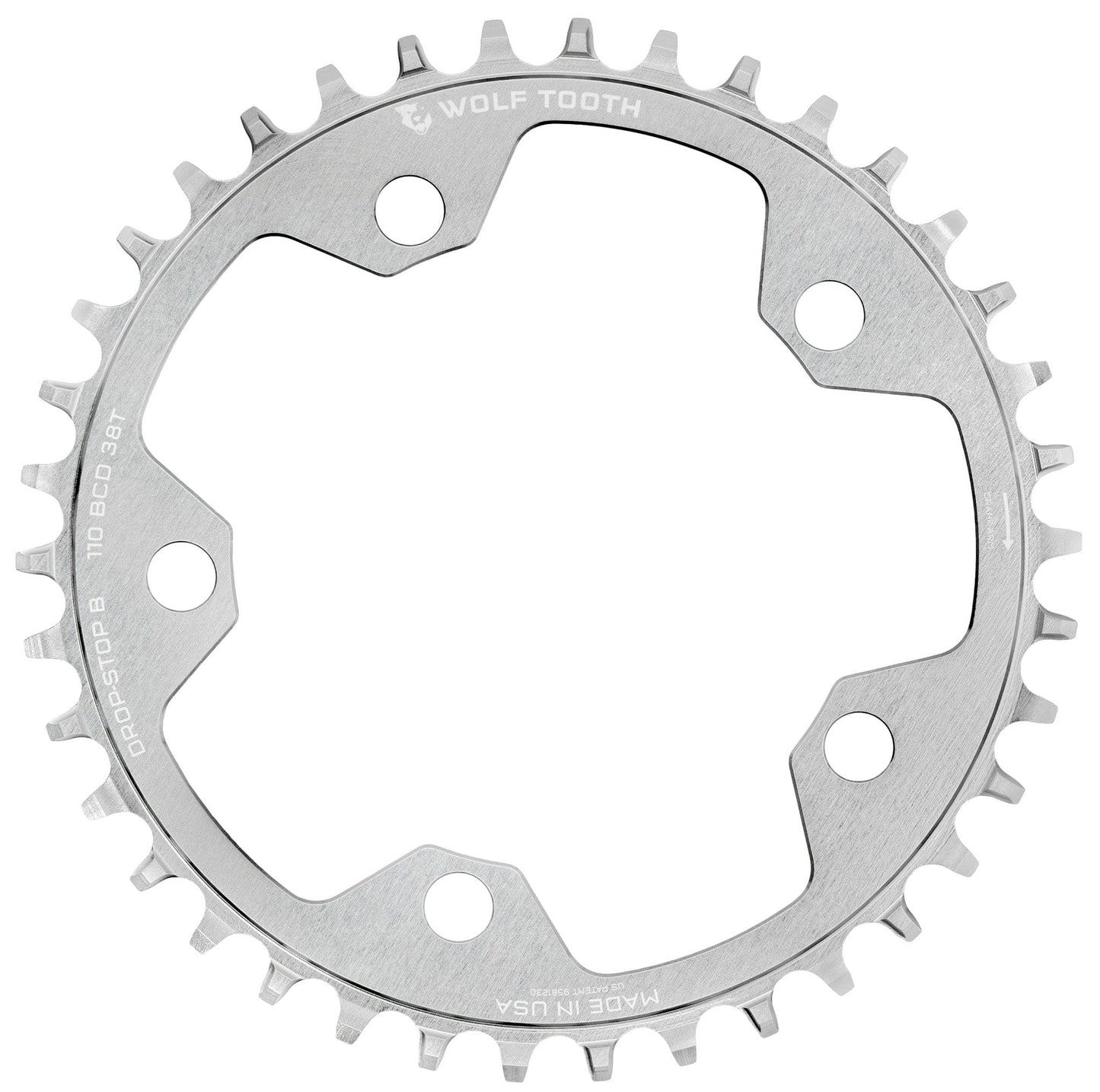 110 BCD Gravel / CX / Road Chainrings - Raw Silver Drop-Stop B Raw Silver