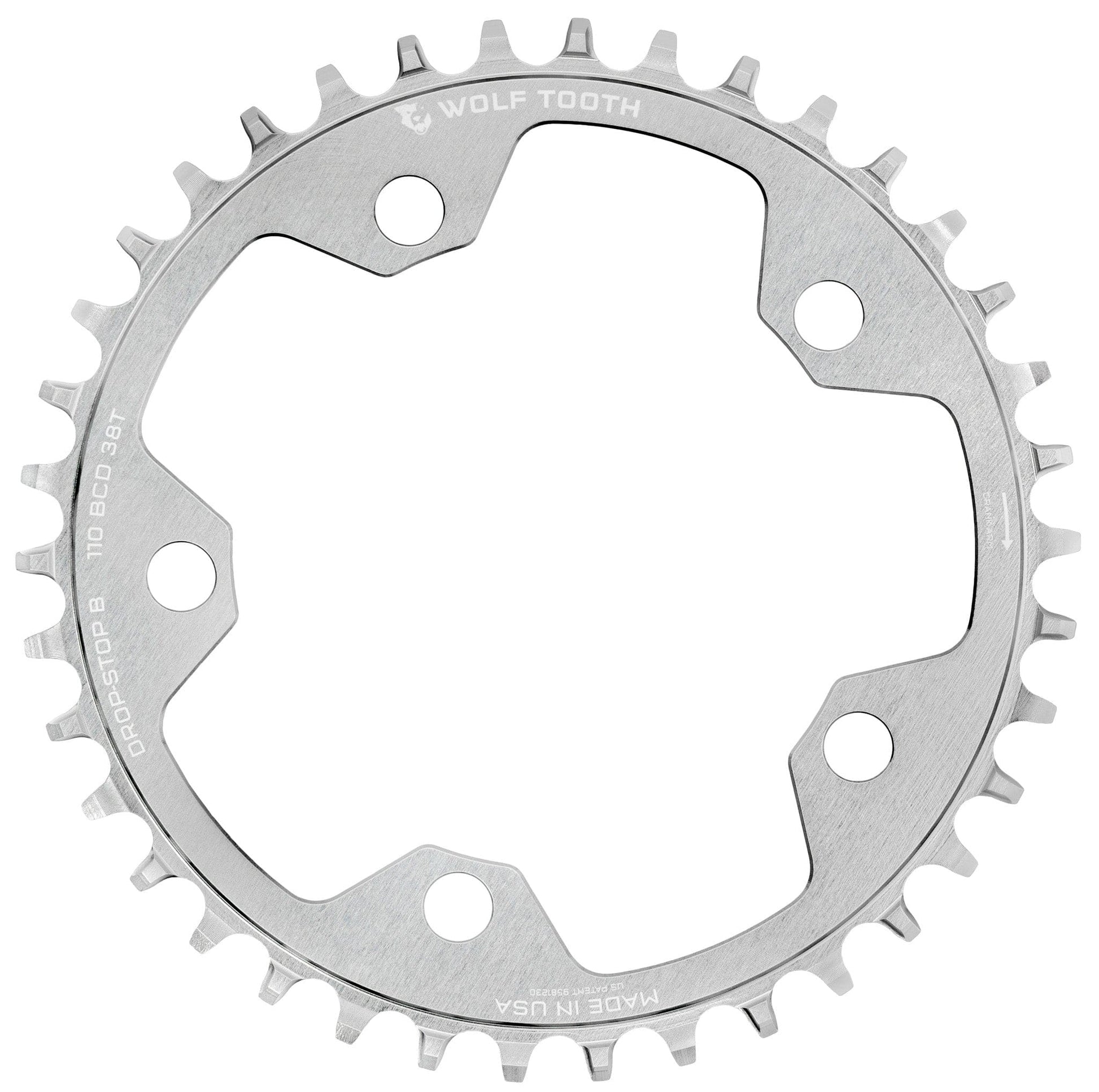 110 BCD Gravel / CX / Road Chainrings - Raw Silver Drop-Stop B Raw Silver