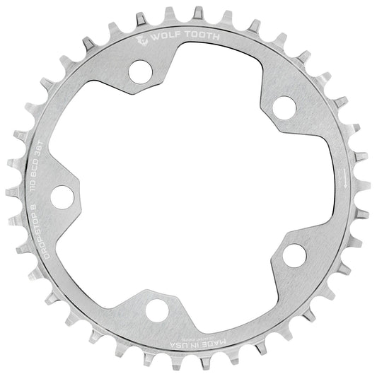 110 BCD Gravel / CX / Road Chainrings - Raw Silver Drop-Stop B Raw Silver
