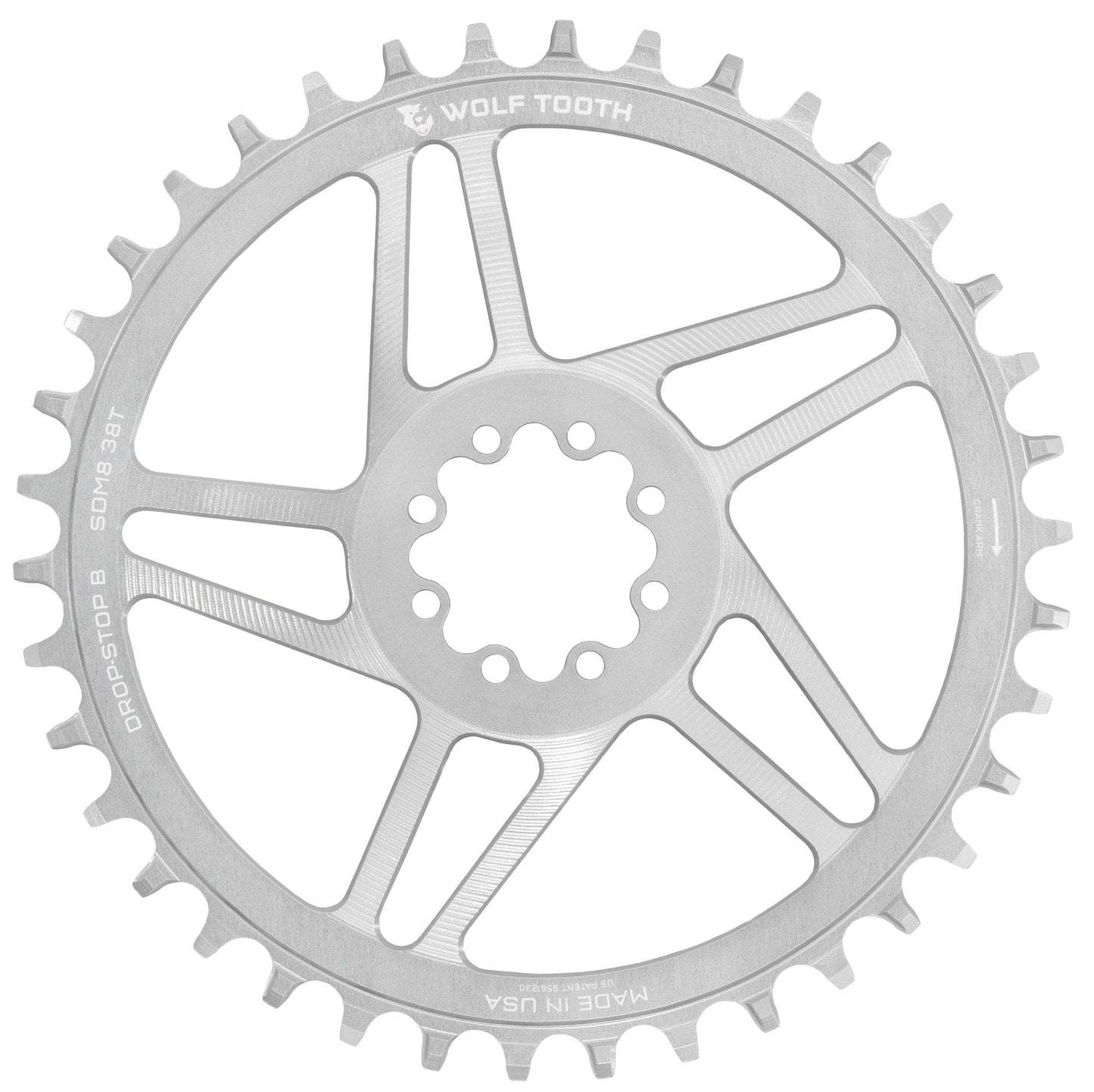 Direct Mount Chainrings for SRAM 8-Bolt Gravel / Road Cranks - Raw Silver Drop-Stop B 38T Raw Silver