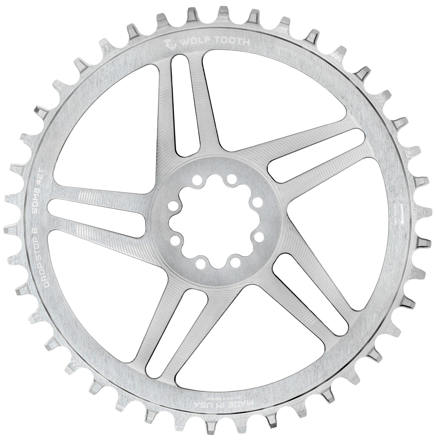Direct Mount Chainrings for SRAM 8-Bolt Gravel / Road Cranks - Raw Silver Drop-Stop B 42T Raw Silver