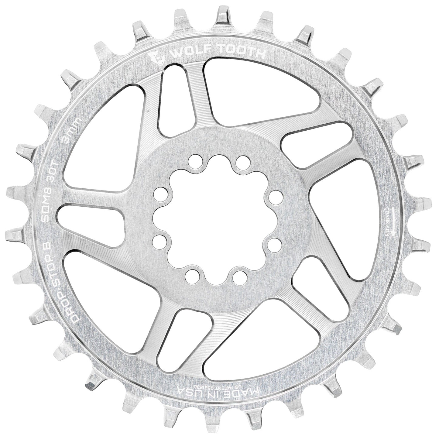 Direct Mount Chainrings for SRAM 8-Bolt Mountain Cranks - Raw Silver Drop-Stop B (3mm Offset) Raw Silver