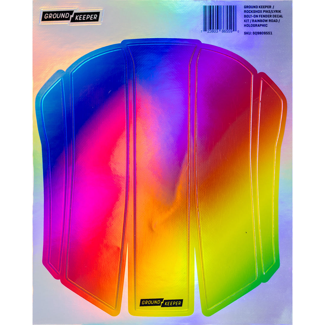 Metallic RockShox Bolt-On Pike/Lyrik Fender Decal Kit Rainbow Road - Holographic