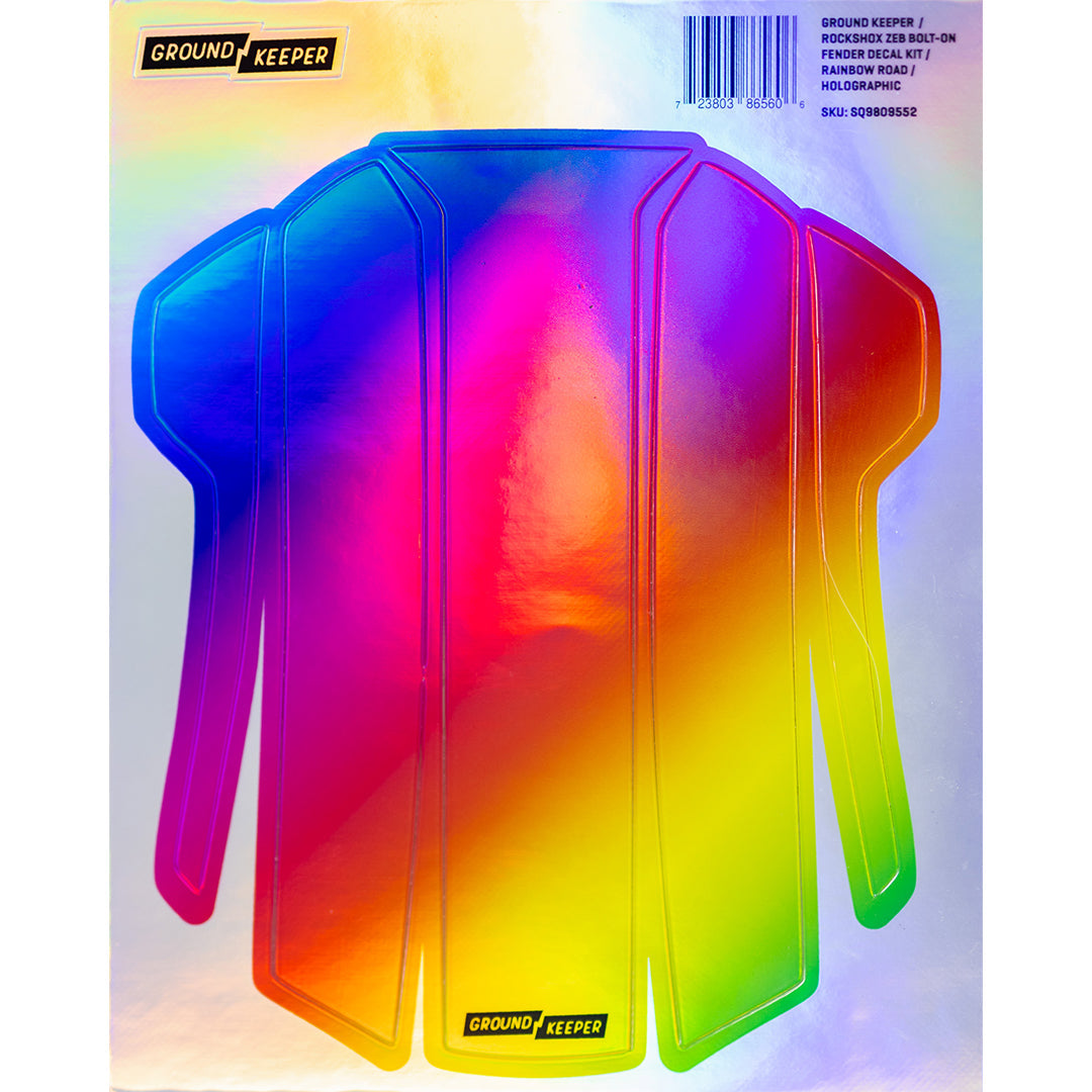 Metallic RockShox Bolt-On ZEB/Domain Fender Decal Kit Rainbow Road - Holographic