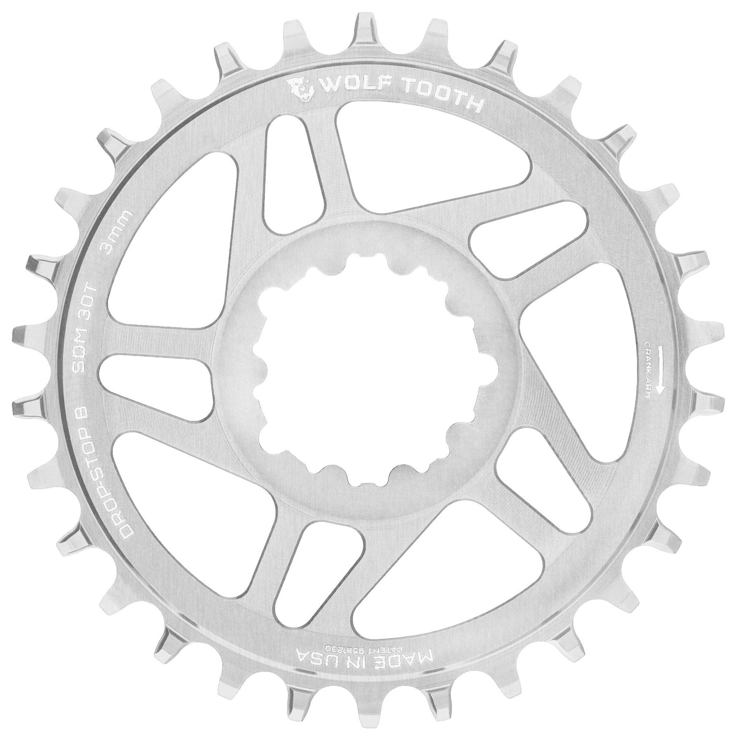 Direct Mount Chainrings for SRAM 3-bolt Cranks - Raw Silver Drop-Stop B (3mm Offset) 30T Raw Silver