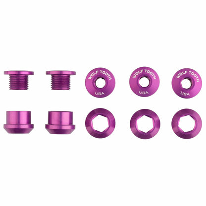 Set of 5 Chainring Bolts+Nuts for 1X Aluminum Ultraviolet Purple