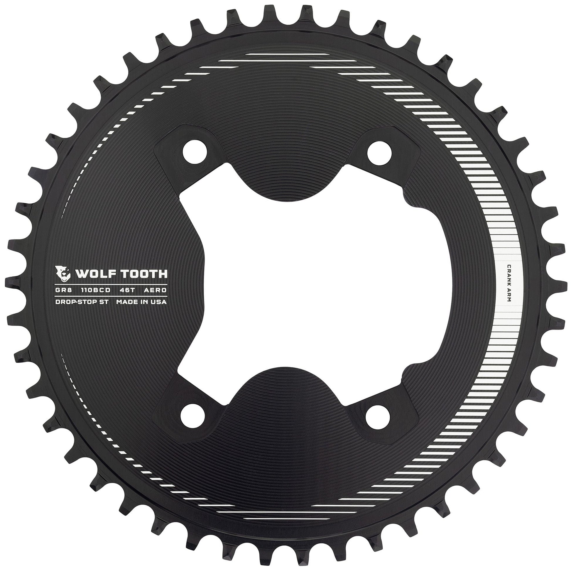 Aero 110 BCD Asymmetric 4-Bolt Chainrings for Shimano GRX 800 Cranks Drop-Stop ST 46T