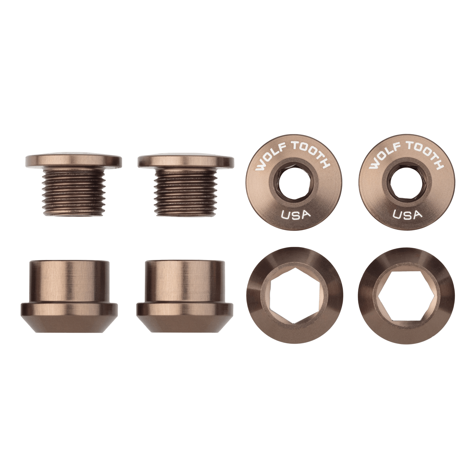 Set of 4 Chainring Bolts+Nuts for 1X Aluminum Espresso