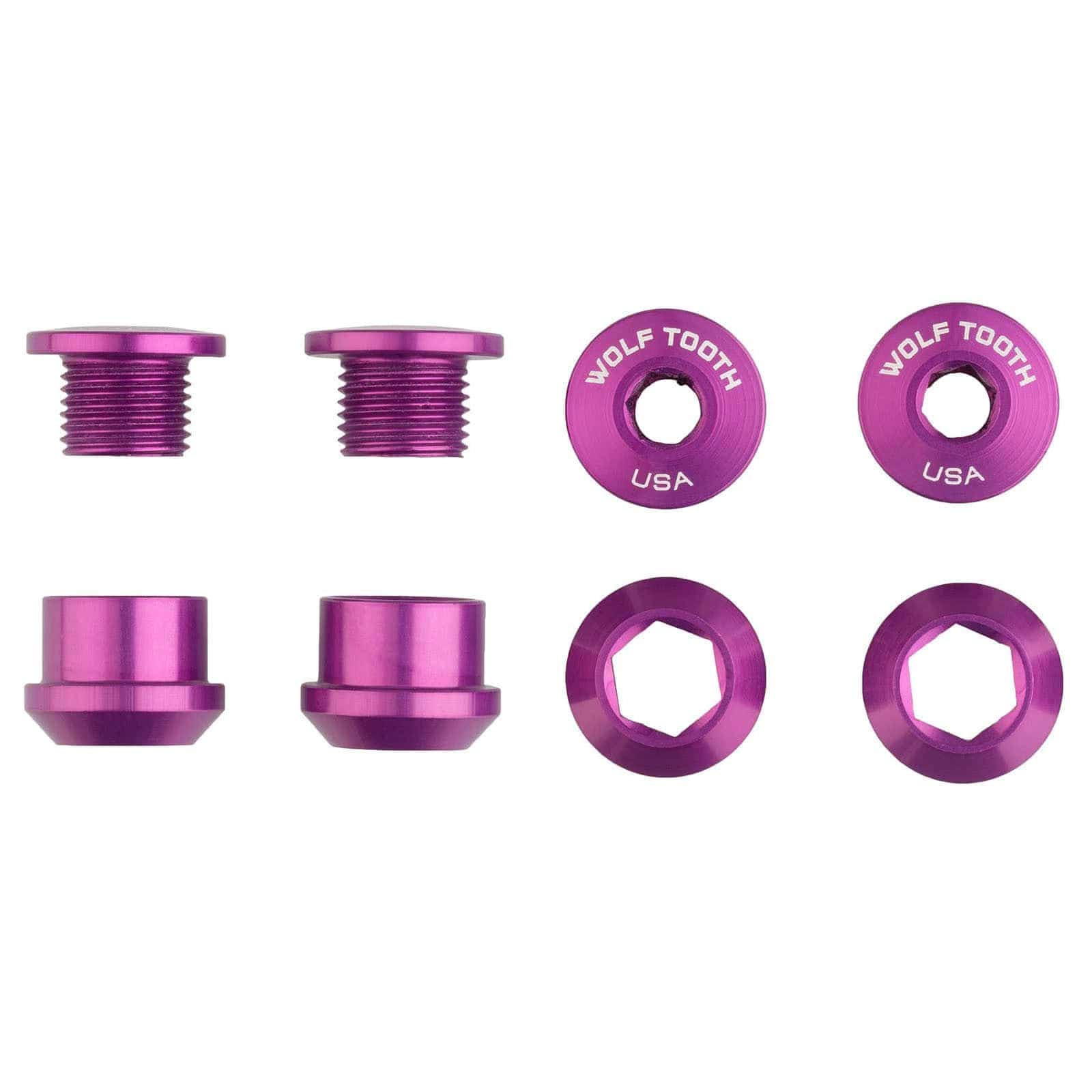Set of 4 Chainring Bolts+Nuts for 1X Aluminum Ultraviolet Purple