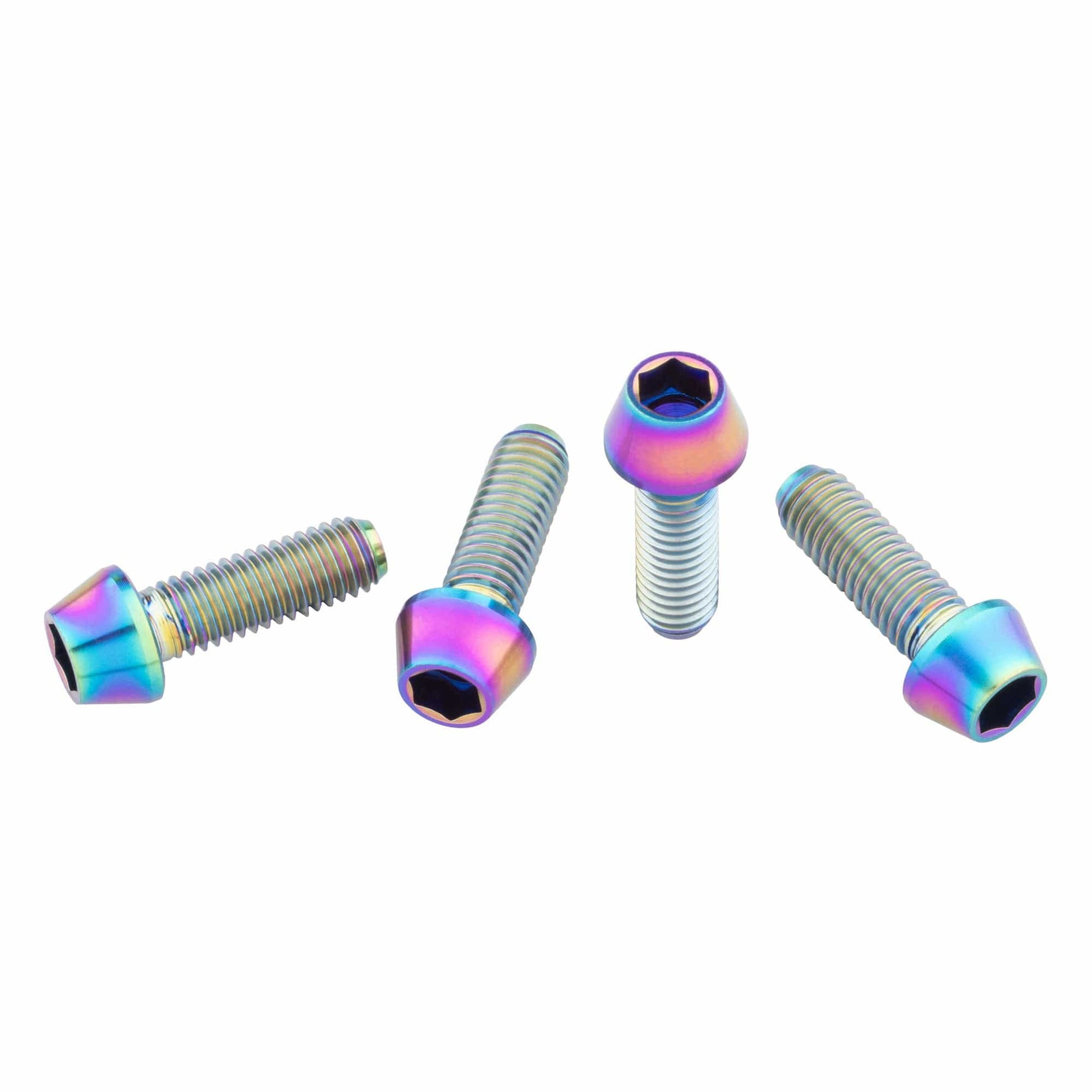 Titanium Water Bottle Cage Bolts Standard Head Oil Slick 4 pc.