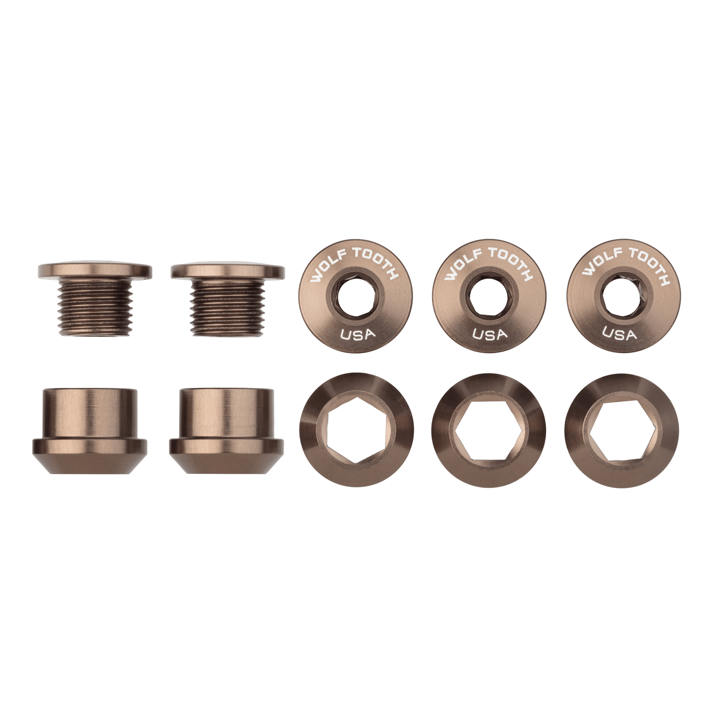 Set of 5 Chainring Bolts+Nuts for 1X Aluminum Espresso