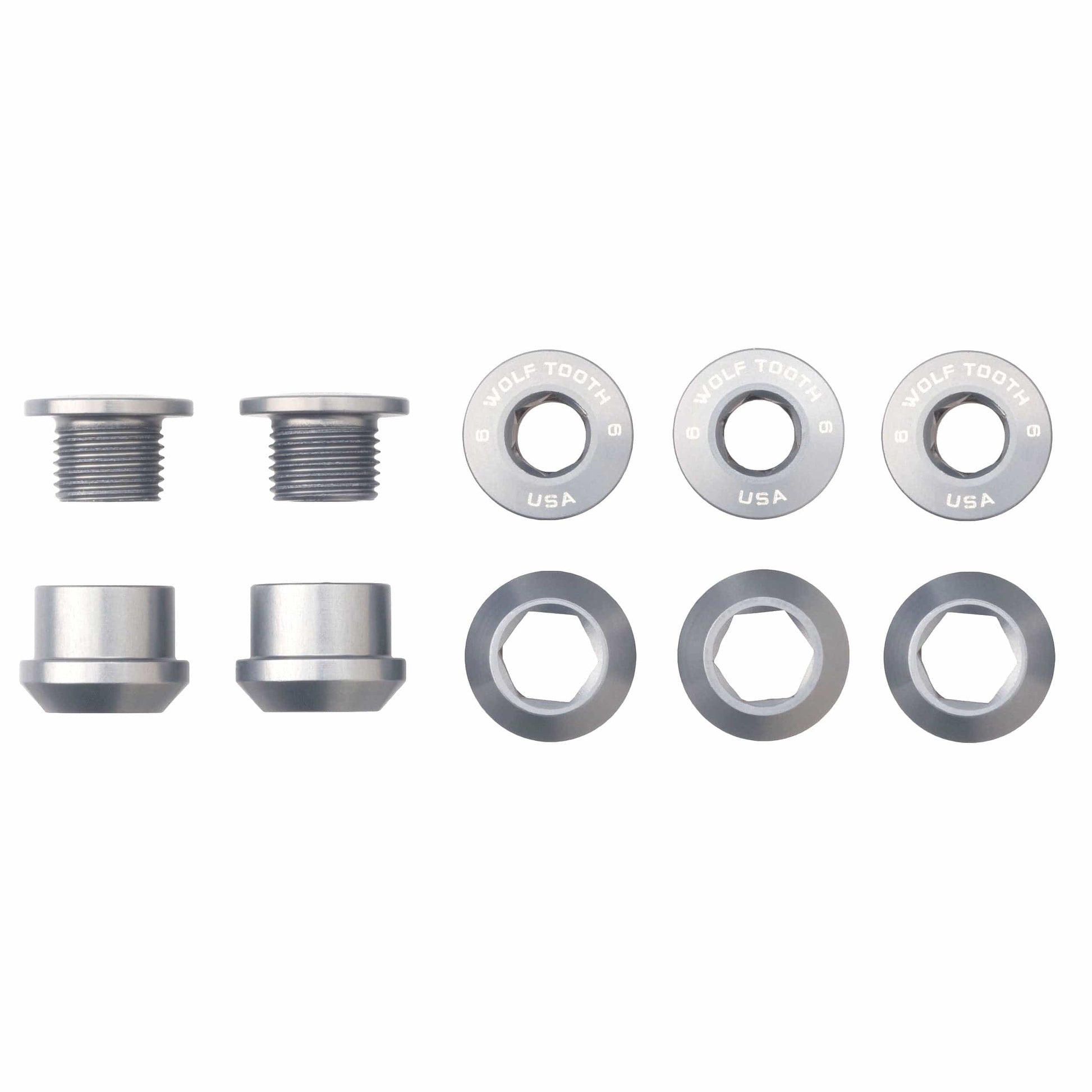 Set of 5 Chainring Bolts+Nuts for 1X Aluminum Raw Silver