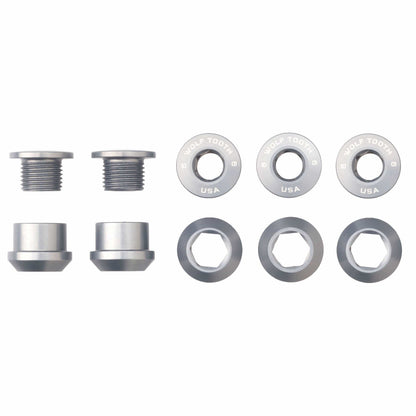 Set of 5 Chainring Bolts+Nuts for 1X Aluminum Raw Silver
