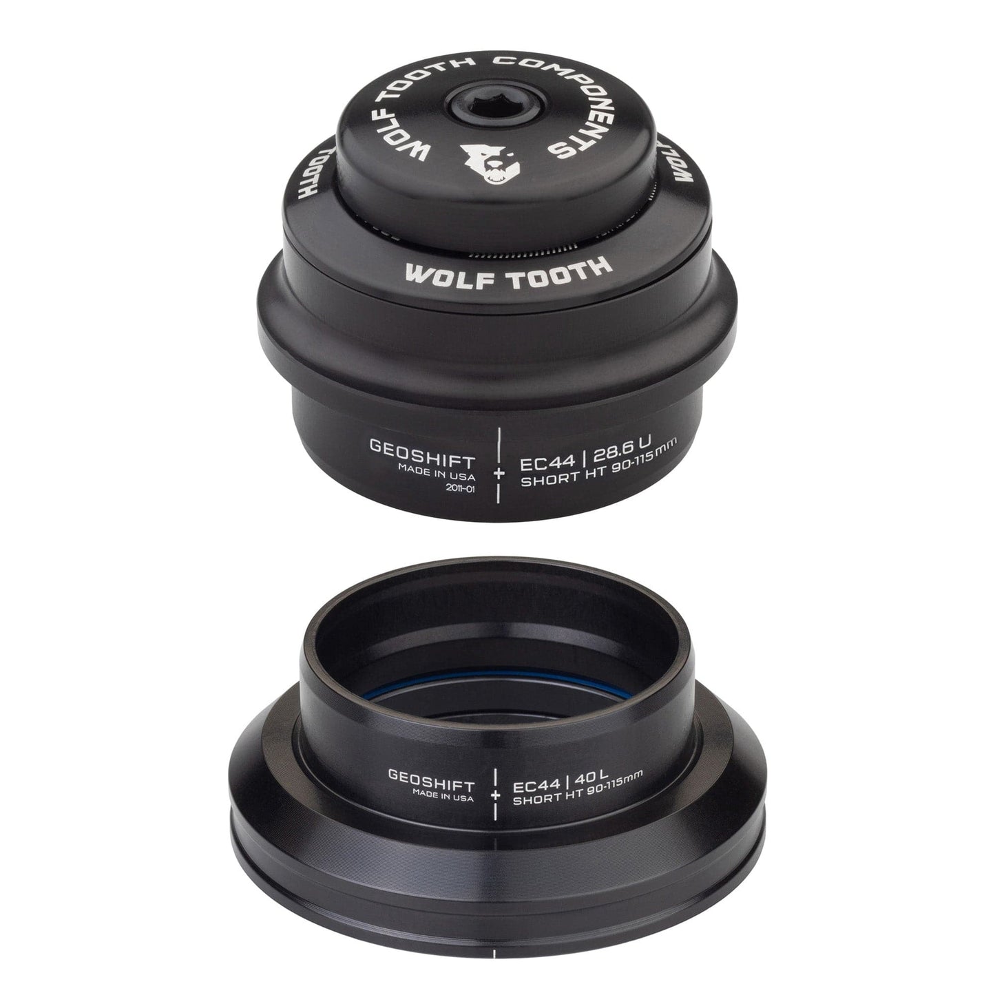 Wolf Tooth 1 Degree GeoShift Performance Angle Headset EC44 28.6 Upper, EC44 40 Lower Short 90-114 mm