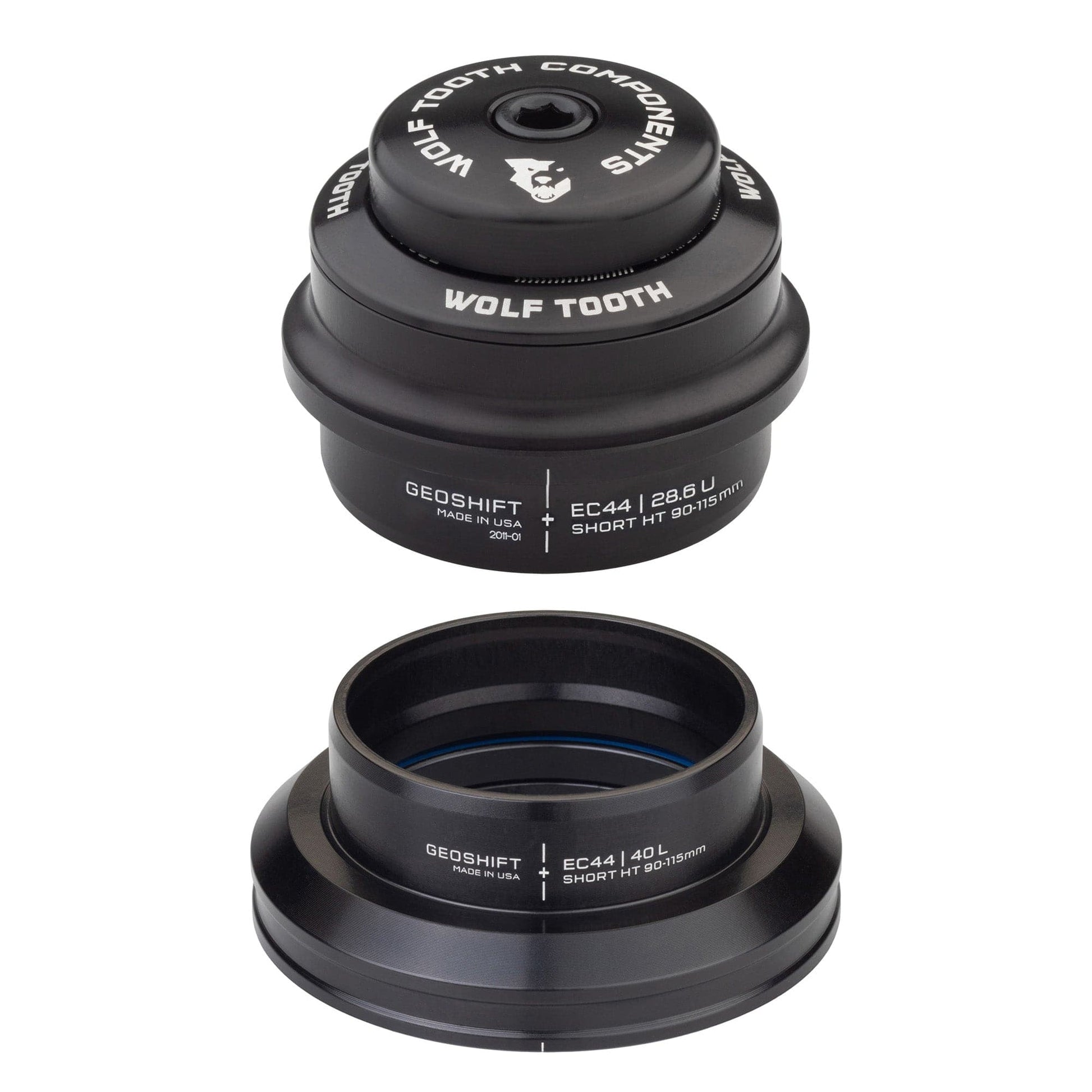 Wolf Tooth 1 Degree GeoShift Performance Angle Headset EC44 28.6 Upper, EC44 40 Lower Short 90-114 mm