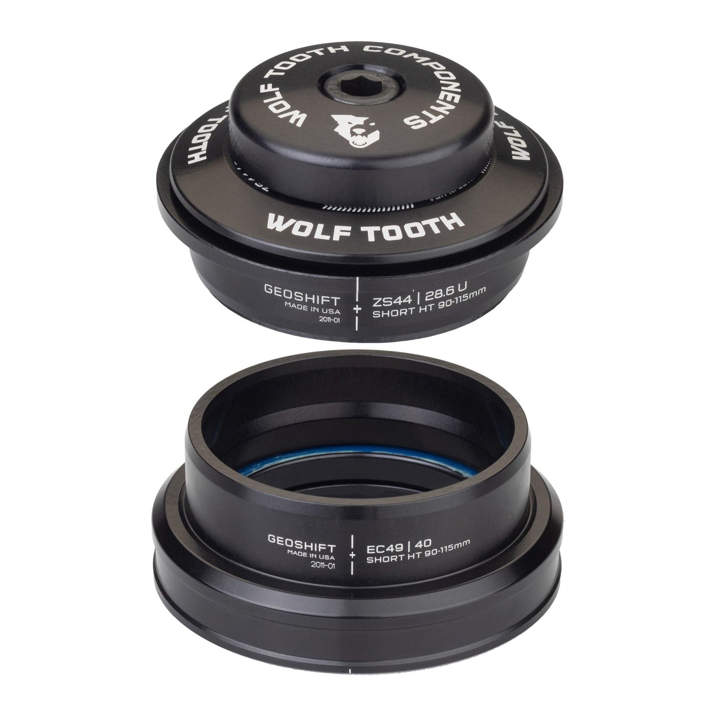 Wolf Tooth 1 Degree GeoShift Performance Angle Headset ZS44 28.6 Upper, EC49 40 Lower Short 90-114 mm