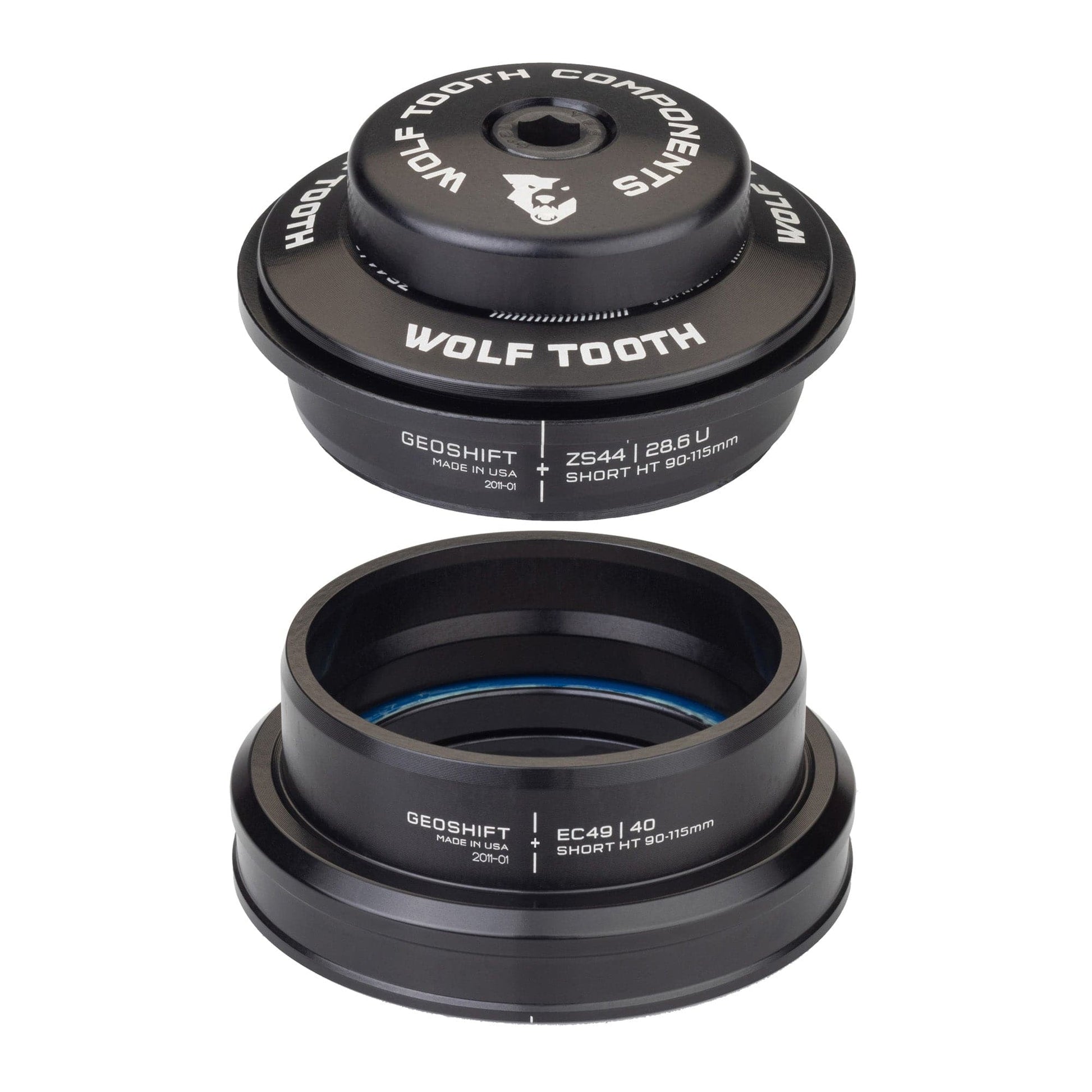 Wolf Tooth 1 Degree GeoShift Performance Angle Headset ZS44 28.6 Upper, EC49 40 Lower Short 90-114 mm