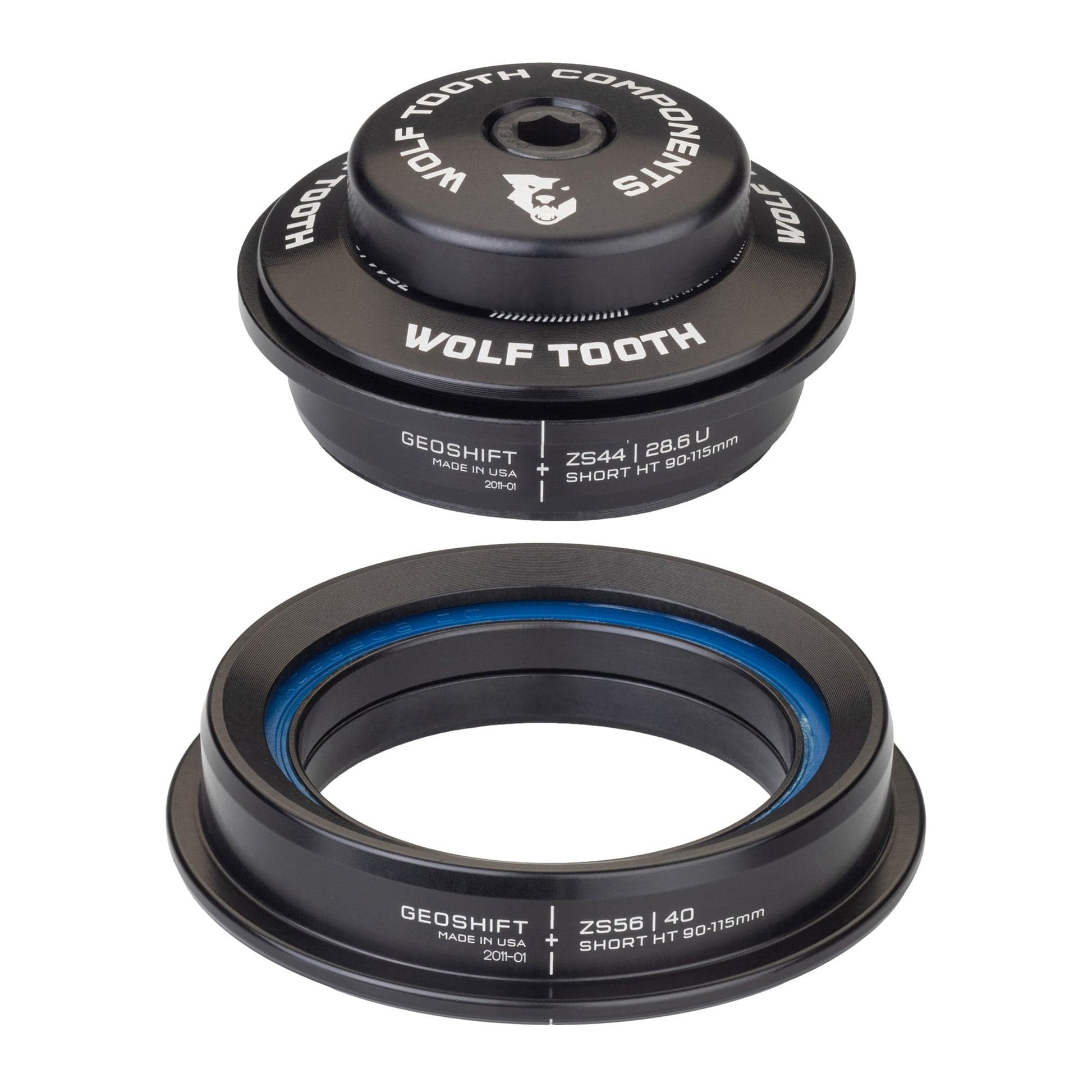 Wolf Tooth 1 Degree GeoShift Performance Angle Headset ZS44 28.6 Upper, ZS56 40 Lower Short 90-114 mm