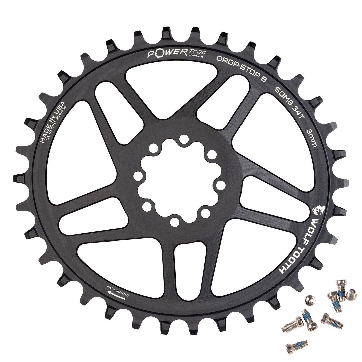 Oval Direct Mount Chainrings for SRAM 8-Bolt Mountain Cranks Drop-Stop B 34T 0mm Offset