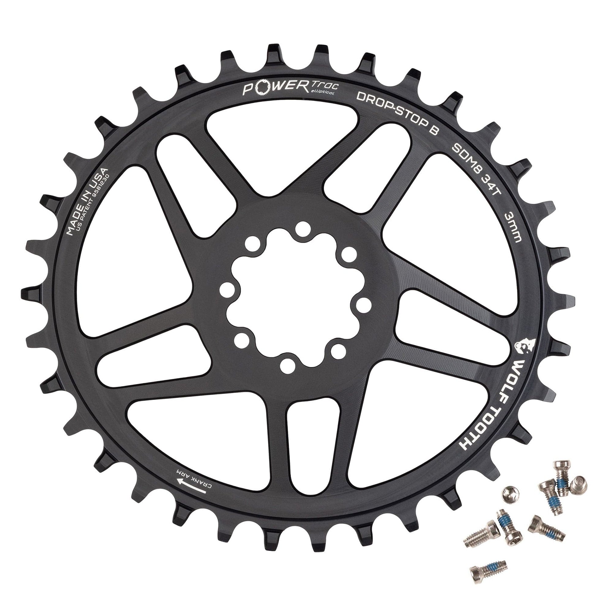 Oval Direct Mount Chainrings for SRAM 8-Bolt Mountain Cranks Drop-Stop B 34T 0mm Offset